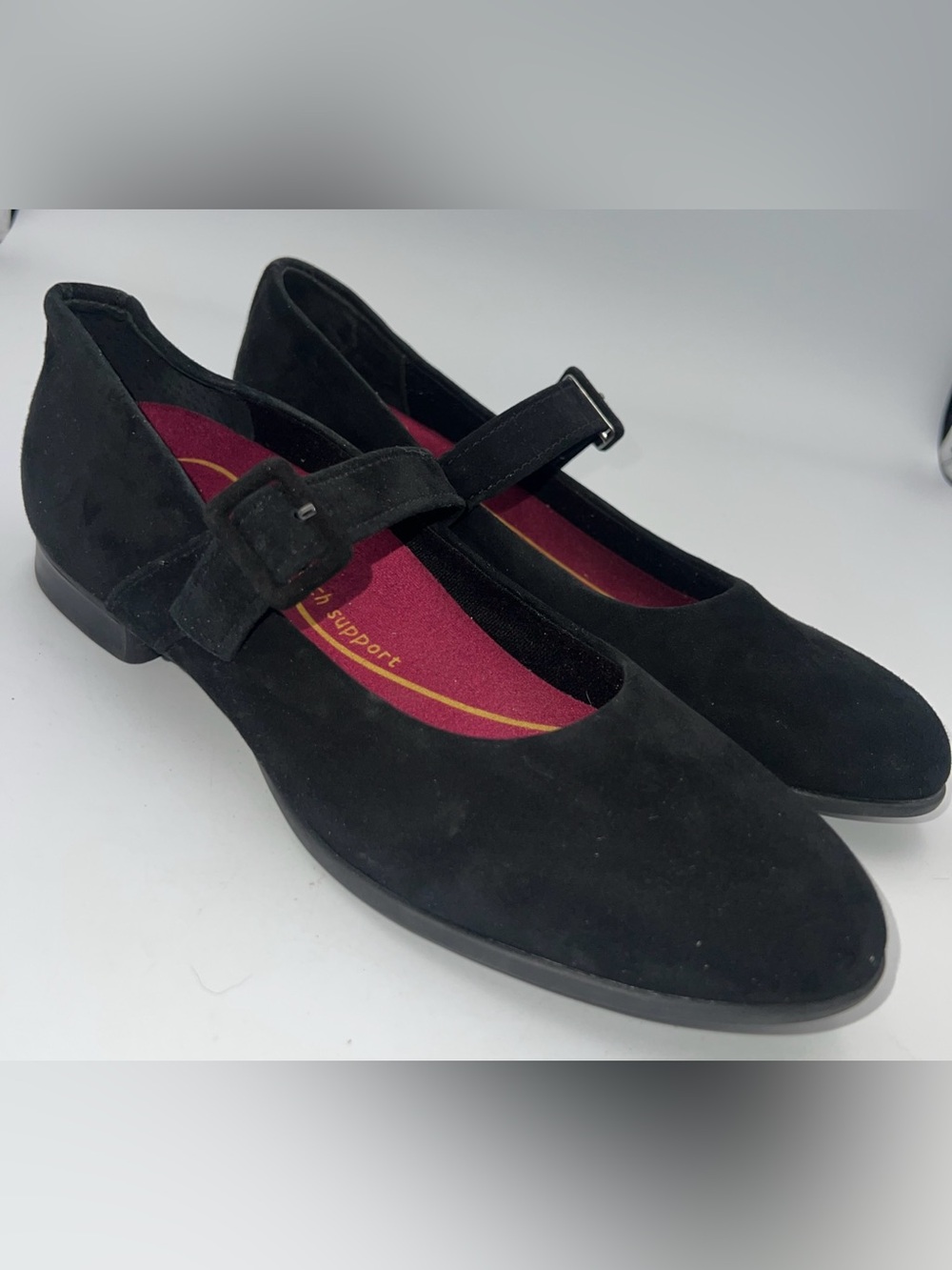 MUNRO Black Suede Pia Mary Jane Flats Arch Support Women’s Shoe Size 8M NEW